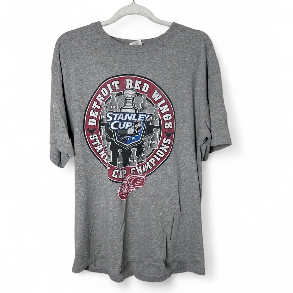 Vintage Y2K 2008 Detroit Red Wings Stanley Cup Mens Graphic Shirt Sz L